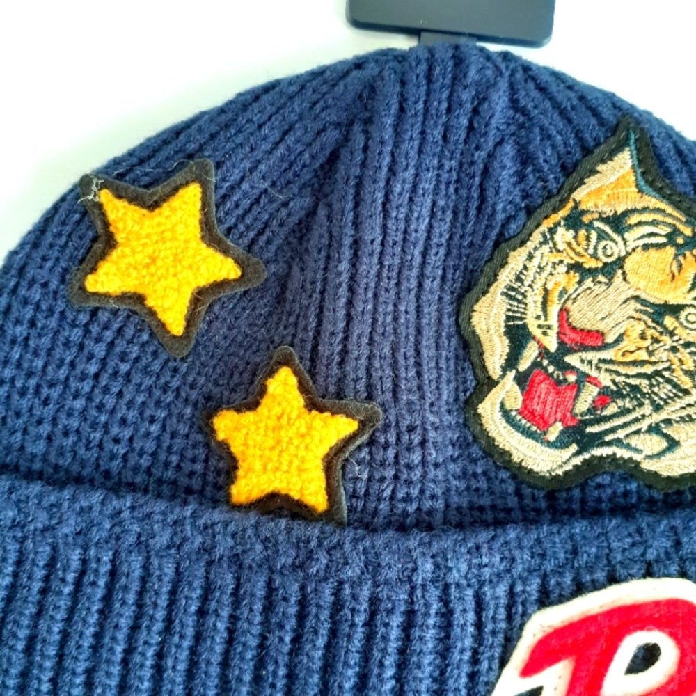 Polo Ralph Lauren Men's Tiger Patch Navy Blue Knit Beanie Toque Hat NWT - Picture 10 of 10